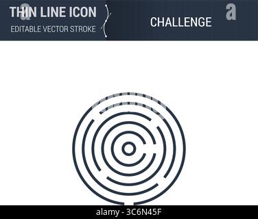 Challenge Symbol Icon. Sleek Thin Line Business Icon. Stroke Pictogram Graphic for Web Design. High-Quality Outline Vector Symbol Concept. Premium Mon Stock Vector