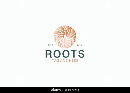 Abstract Roots Logo on Circle Shape Luxury Brand Identity Stock Vector