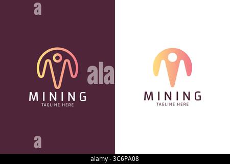 Abstract Letter M Logo Modern for Mining Industry Technology Geology Concept Stock Vector