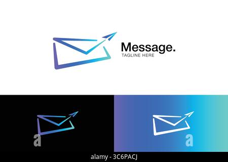 Message Logo Icon Mobile App Business with Element Envelope and Paper Plane Modern Concept Stock Vector
