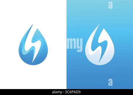 Letter S Logo on Water Drop Shape Blue Natural and Purity Brand Identity Stock Vector