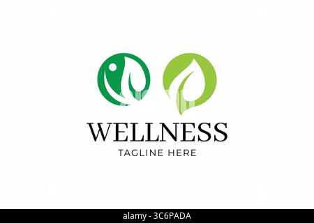 Green Leaf Wellness Logo Brand Identity Business Healthy Organic Nature Concept Stock Vector