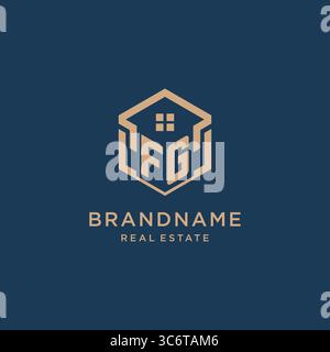 FG initial monogram logo with hexagonal shape and swoosh design ideas ...