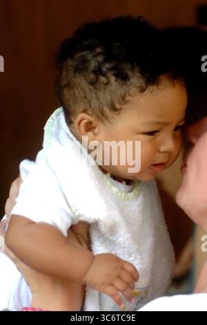 Supermodel Heidi Klum son Johan Riley Fyodor Taiwo Samuel enjoys lunch