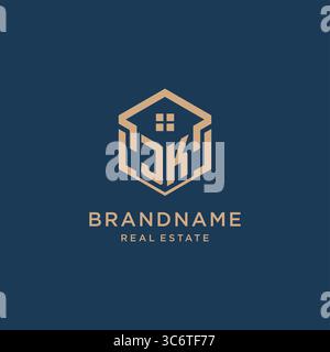 Initial JK hexagonal house roof shape icon logo design vector graphic Stock Vector