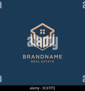 Initial HD hexagonal house roof shape icon logo design vector graphic Stock Vector