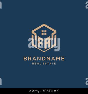 Initial FA hexagonal house roof shape icon logo design vector graphic Stock Vector