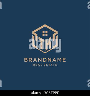 Initial TK hexagonal house roof shape icon logo design vector graphic Stock Vector