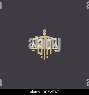 Initial BA logo for law office and attorney with creative scale and sword icon design vector graphic vector graphic Stock Vector