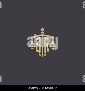 Initial BR logo for law office and attorney with creative scale and sword icon design vector graphic vector graphic Stock Vector