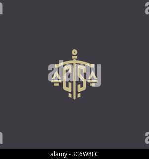 Initial CS logo for law office and attorney with creative scale and sword icon design vector graphic vector graphic Stock Vector