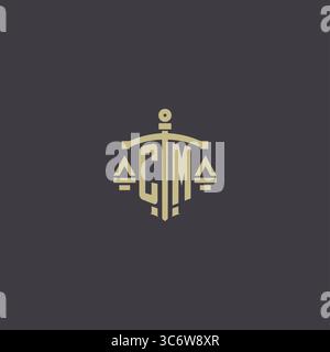 Initial CM logo for law office and attorney with creative scale and sword icon design vector graphic vector graphic Stock Vector