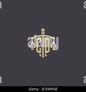 Initial CD logo for law office and attorney with creative scale and sword icon design vector graphic vector graphic Stock Vector