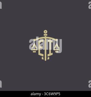 Initial EI logo for law office and attorney with creative scale and sword icon design vector graphic vector graphic Stock Vector