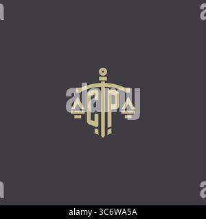 Initial CP logo for law office and attorney with creative scale and sword icon design vector graphic vector graphic Stock Vector