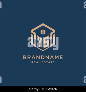 Initial YS hexagonal house roof shape icon logo design vector graphic Stock Vector
