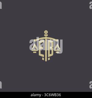 Initial EB logo for law office and attorney with creative scale and sword icon design vector graphic vector graphic Stock Vector