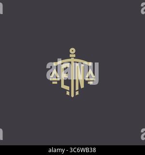 Initial EN logo for law office and attorney with creative scale and sword icon design vector graphic vector graphic Stock Vector