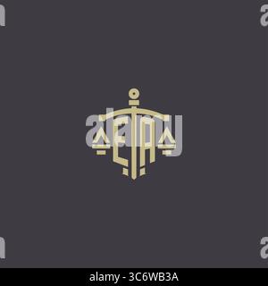 Initial EA logo for law office and attorney with creative scale and sword icon design vector graphic vector graphic Stock Vector