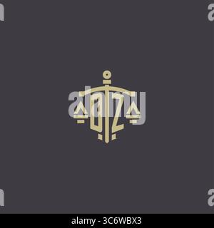 Initial DZ logo for law office and attorney with creative scale and sword icon design vector graphic vector graphic Stock Vector
