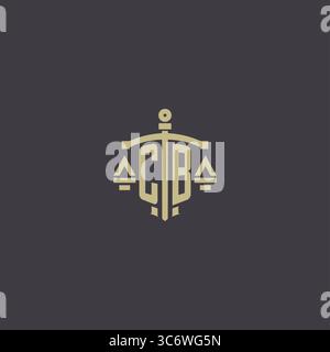 Initial CB logo for law office and attorney with creative scale and sword icon design vector graphic vector graphic Stock Vector