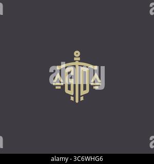 Initial GD logo for law office and attorney with creative scale and sword icon design vector graphic vector graphic Stock Vector