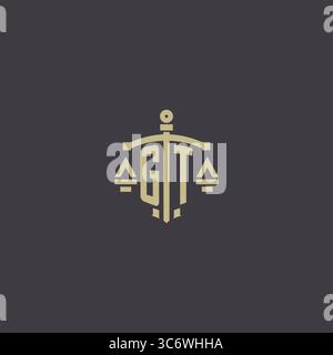 Initial GT logo for law office and attorney with creative scale and sword icon design vector graphic vector graphic Stock Vector