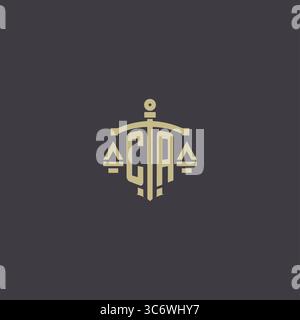 Initial CA logo for law office and attorney with creative scale and sword icon design vector graphic vector graphic Stock Vector