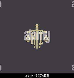 Initial HI logo for law office and attorney with creative scale and sword icon design vector graphic vector graphic Stock Vector