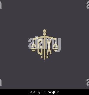 Initial GX logo for law office and attorney with creative scale and sword icon design vector graphic vector graphic Stock Vector