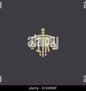 Initial IR logo for law office and attorney with creative scale and sword icon design vector graphic vector graphic Stock Vector