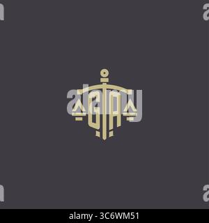 Initial GA logo for law office and attorney with creative scale and sword icon design vector graphic vector graphic Stock Vector