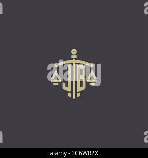 Initial JB logo for law office and attorney with creative scale and sword icon design vector graphic vector graphic Stock Vector