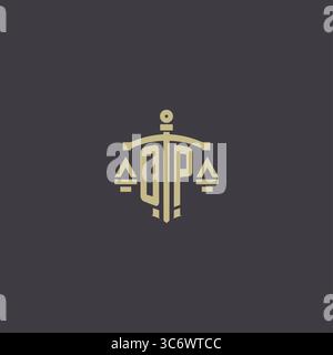 OP initial monogram logo with scale and pillar style design ideas Stock ...