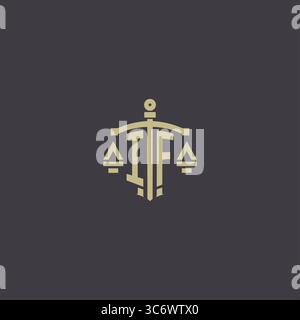 Initial IF logo for law office and attorney with creative scale and sword icon design vector graphic vector graphic Stock Vector