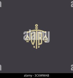 Initial VB logo for law office and attorney with creative scale and sword icon design vector graphic vector graphic Stock Vector
