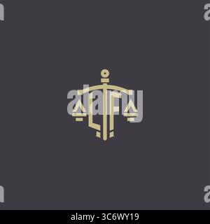 Initial LF logo for law office and attorney with creative scale and sword icon design vector graphic vector graphic Stock Vector