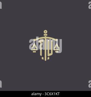 Initial TU logo for law office and attorney with creative scale and sword icon design vector graphic vector graphic Stock Vector