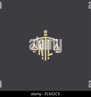 Initial NL logo for law office and attorney with creative scale and sword icon design vector graphic vector graphic Stock Vector