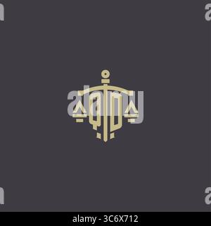 Initial QD logo for law office and attorney with creative scale and sword icon design vector graphic vector graphic Stock Vector