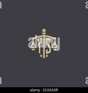 Initial YS logo for law office and attorney with creative scale and sword icon design vector graphic vector graphic Stock Vector