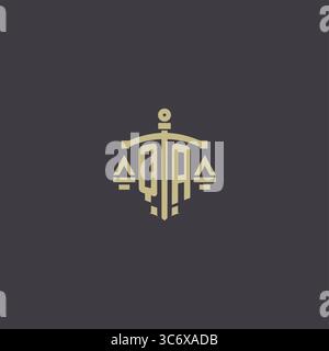Initial QA logo for law office and attorney with creative scale and sword icon design vector graphic vector graphic Stock Vector