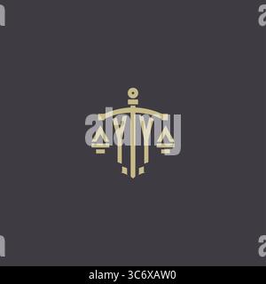 Initial YY logo for law office and attorney with creative scale and sword icon design vector graphic vector graphic Stock Vector