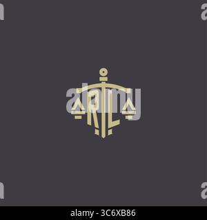 Initial RL logo for law office and attorney with creative scale and sword icon design vector graphic vector graphic Stock Vector