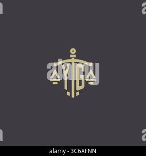 Initial YG logo for law office and attorney with creative scale and sword icon design vector graphic vector graphic Stock Vector