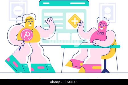 Driving School Vector Illustration Featuring the Educational Process of Car Training and Learning to Drive to Obtain a Drivers License in a Background Stock Vector