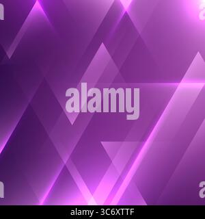 abstract purple background featuring overlapping glowing triangles and geometric shapes. Designed for digital technology themes, futuristic interfaces Stock Vector