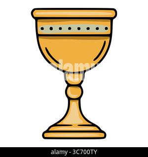 A vector illustration of a golden goblet, featuring a unique design with a subtle textured band and a distinct, stylized base, perfect for Rosh Hashan Stock Vector