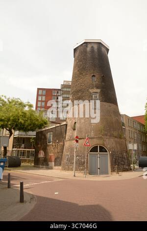 Disused former windmill building in Delfshaven, Rotterdam, The Netherlands Stock Photo
