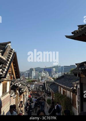 Bukchon Hanok village old traditional Korean architecture district and ...